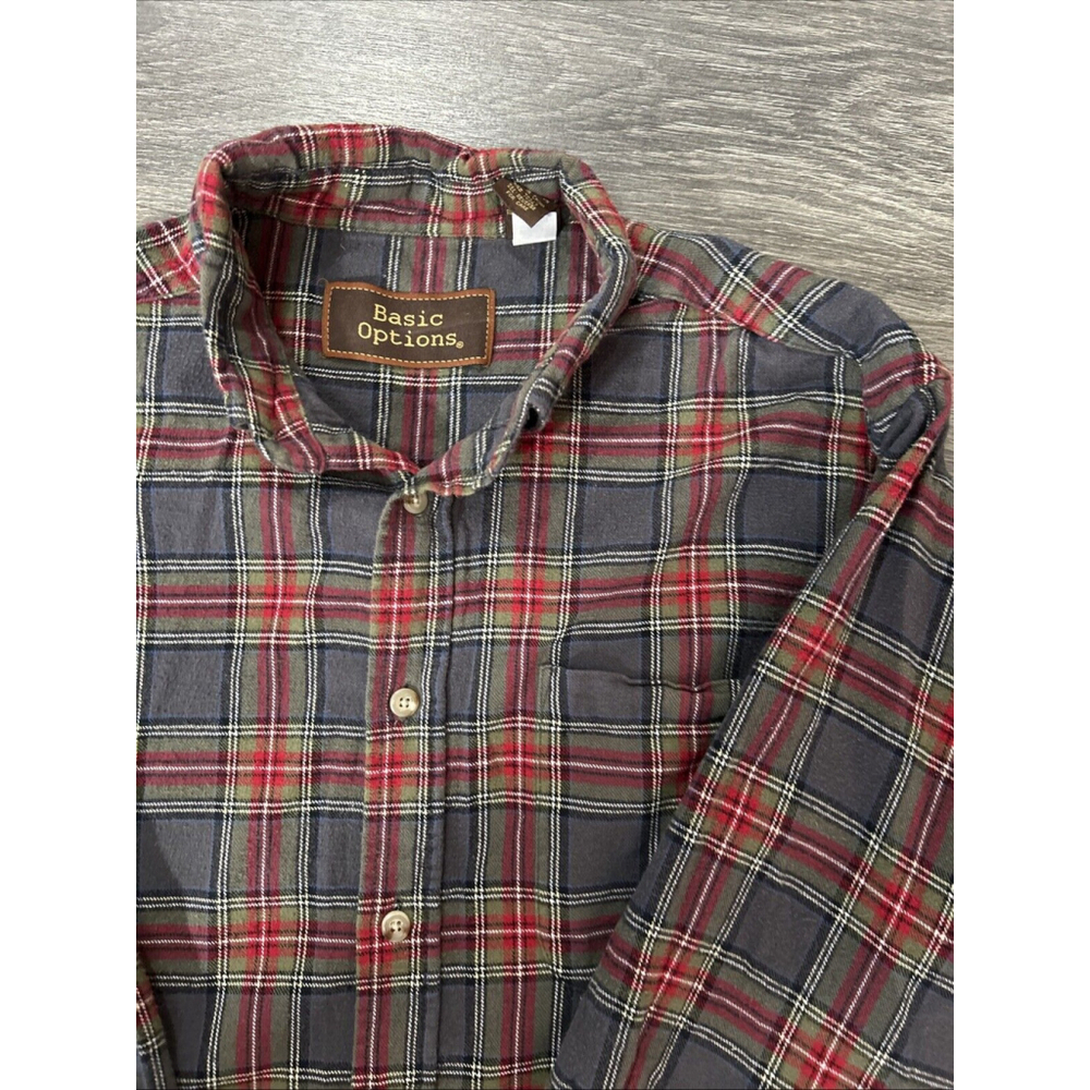 Basic Options Men’s Large 100% Cotton Flannel Shirt